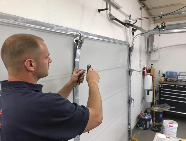 Before and after garage door dent repair by Scituate Garage Door Repair in Scituate