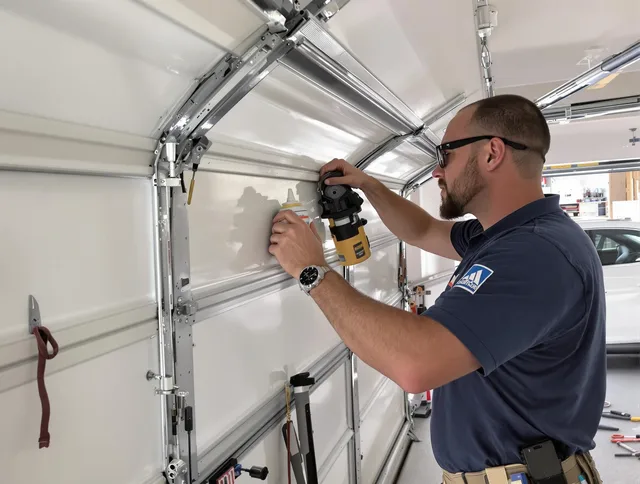 Scituate Garage Door Repair technician quieting a noisy garage door in Scituate